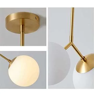 Elegant Mid Century Brass Gold Globe Pendant Light