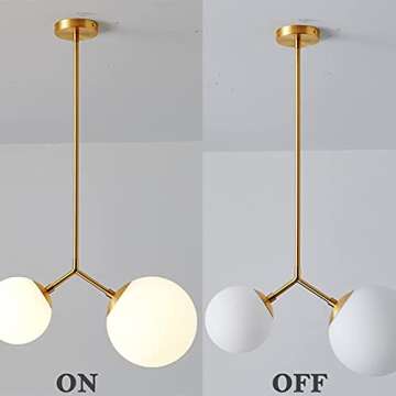 Elegant Mid Century Brass Gold Globe Pendant Light