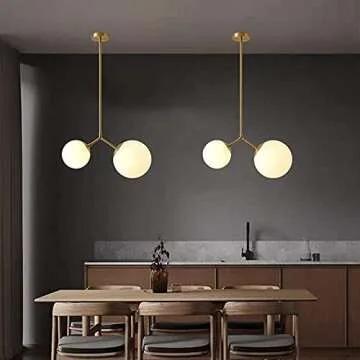 Elegant Mid Century Brass Gold Globe Pendant Light