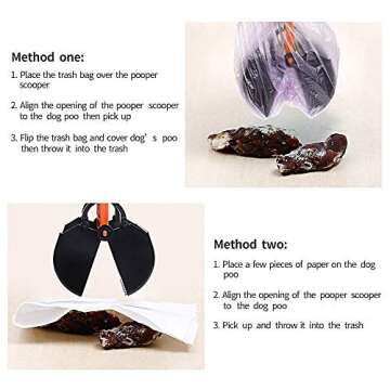 AINOLWAY 17 Inches Dog Pooper Scooper with Pet Poop Bags Long Handle Durable Jaw Clamp Scoop Waste Pick Up Easy to Use for Dog or Cats