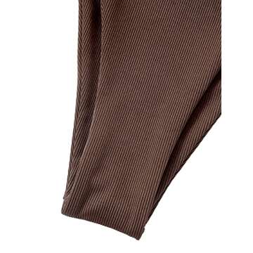 SOLY HUX Women's Metallic Halter Top Two Piece Swimsuit Tie Side Triangle Thong Bikini Bathing Swimwear Ribbed Knit Brown S