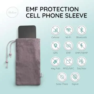 Halsa EMF Cell Phone Pouch 4x8 Inch - One Size Fits All Phones - 100% Silver Fiber for Digital Security, Signal Blocking, EMF Protection, Data Privacy. Fits in Pocket or Purse. Drawstring Closure