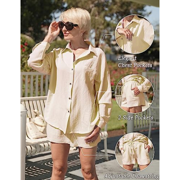 Ekouaer Women Summer Lounge Sets with Pockets