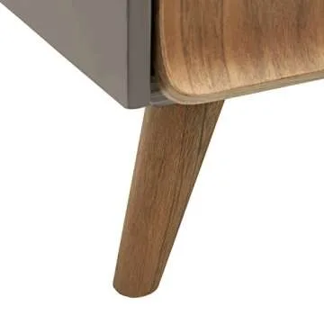 Amazon Brand – Rivet Mid-Century Lacquer Two-Drawer Coffee Table, Grey and Walnut