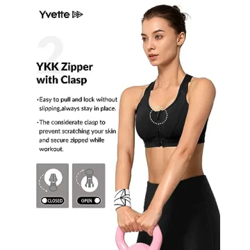 Yvette Zip Front Sports Bra for High Impact Support