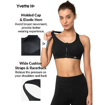 Yvette Zip Front Sports Bra for High Impact Support