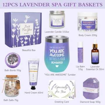 Lavender Gifts for Women - Care Package Relaxing Gifts - Lavender Spa Gifts Set, Self Care Gift for ...