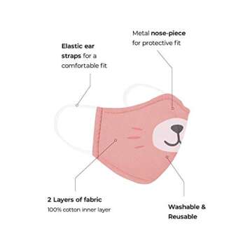 Cubcoats Kids Face Mask 4-Pack, Breathable & Comfortable Masks for Kids, Great for Halloween and School Supplies, Boys and Girls Face Masks