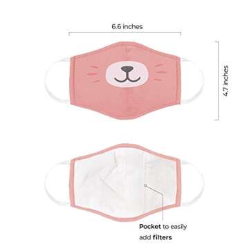 Cubcoats Kids Face Mask 4-Pack, Breathable & Comfortable Masks for Kids, Great for Halloween and School Supplies, Boys and Girls Face Masks