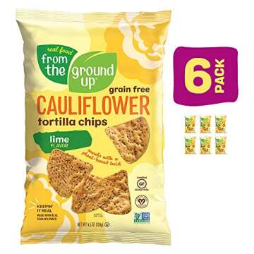 REAL FOOD FROM THE GROUND UP Cauliflower Tortilla Chips - Lime Flavored, Gluten-Free & Vegan