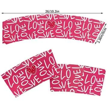 Hmxpls 24 Packs Valentines Day Coffee Cups Sleeves, Disposable Hot Chocolate Cocoa Cup Sleeves for 1...
