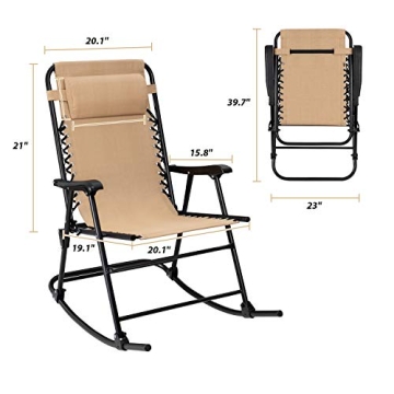 Flamaker Folding Outdoor Rocking Chair for Relaxation