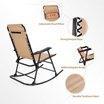 Flamaker Folding Outdoor Rocking Chair for Relaxation