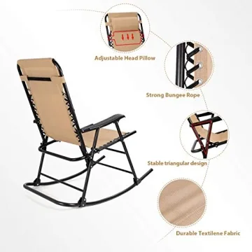 Flamaker Folding Outdoor Rocking Chair for Relaxation