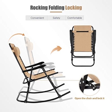 Flamaker Folding Outdoor Rocking Chair for Relaxation