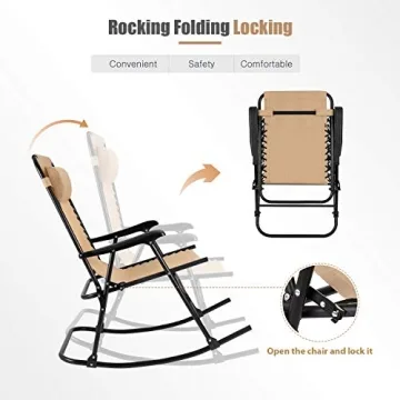 Flamaker Folding Outdoor Rocking Chair for Relaxation