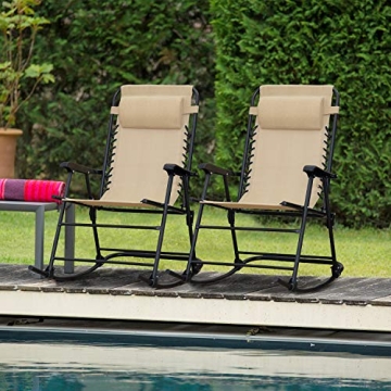 Flamaker Folding Outdoor Rocking Chair for Relaxation