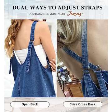 GREAIDEA High Roller Denim Jumpsuits for Women Casual Sleeveless Loose Baggy Overalls Jeans Pants Jumpers with Pockets