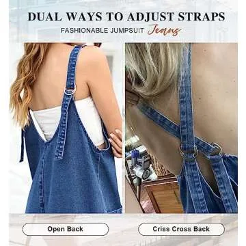 GREAIDEA High Roller Denim Jumpsuits for Women Casual Sleeveless Loose Baggy Overalls Jeans Pants Jumpers with Pockets