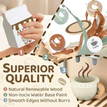 Airlab Kids Wooden Coffee Maker Playset for 3-5 Years