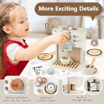 Airlab Kids Wooden Coffee Maker Playset for 3-5 Years