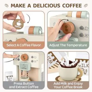 Airlab Kids Wooden Coffee Maker Playset for 3-5 Years