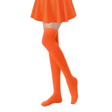 AGITATESAND Orange Thigh High Socks for Costumes and Casual Wear