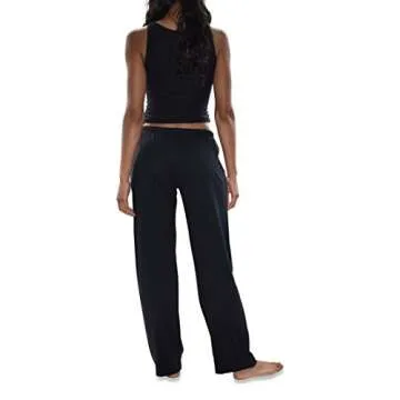 Sexy Basics Women's 3 Pack Soft Flex-Cotton Knit Pajama Pants/Lounge Pants/Sleep Pants (3 Pack-Black/White/Khaki, Medium)