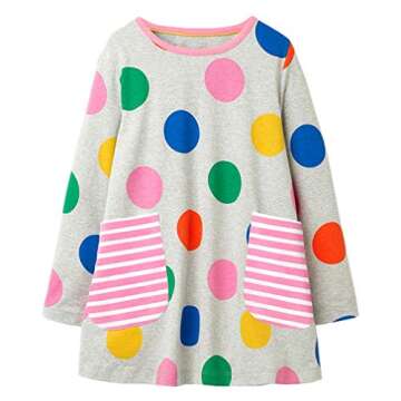 Vibrant Long Sleeve Dress for Girls - Perfect for Play & Holidays!