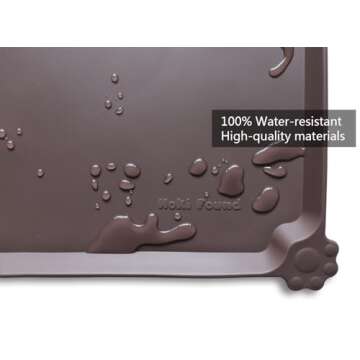 Hoki Found Large Silicone Pet Food Mats Tray - Non Slip Pet Dog Cat Bowl Mats Placemat - Dog Pet Cat Feeding Mat - Waterproof Dog Cat Food Mats -Pet Water Mats for Floors - Dark Oak