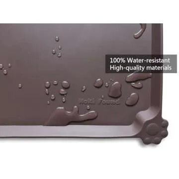 Hoki Found Large Silicone Pet Food Mats Tray - Non Slip Pet Dog Cat Bowl Mats Placemat - Dog Pet Cat Feeding Mat - Waterproof Dog Cat Food Mats -Pet Water Mats for Floors - Dark Oak