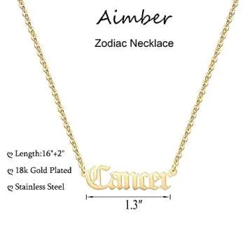 Aimber 18K Gold Plated Astrology Necklace for Women Jewelry,12 Zodiac Pendant Horoscope Constellatio...