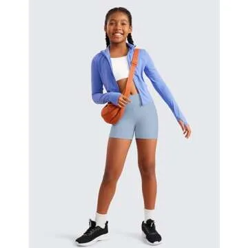 CRZ YOGA Girls Butterluxe Athletic Biker Shorts - Kids Teen High Waist Lounge Active Dance Yoga Runn...