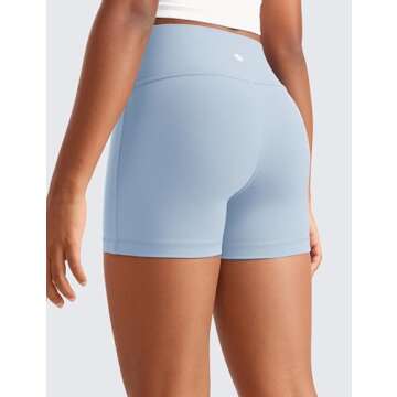 CRZ YOGA Girls Butterluxe Athletic Biker Shorts - Kids Teen High Waist Lounge Active Dance Yoga Running Buttery Soft Cambric Blue Large
