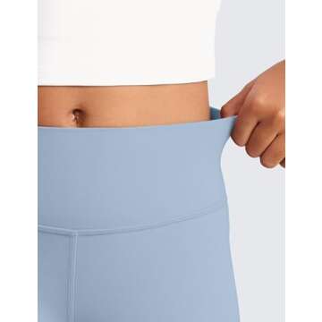 CRZ YOGA Girls Butterluxe Athletic Biker Shorts - Kids Teen High Waist Lounge Active Dance Yoga Running Buttery Soft Cambric Blue Large