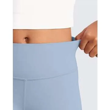 CRZ YOGA Girls Butterluxe Athletic Biker Shorts - Kids Teen High Waist Lounge Active Dance Yoga Running Buttery Soft Cambric Blue Large