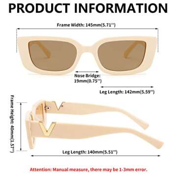 FEISEDY Small Rectangle Sunglasses for Women Men Vintage Trendy Y2K Rectangular Sunglasses B9066