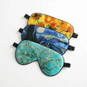 Tim & Tina Silk Sleep Mask for Women Men Comfortable Blindfold Eye Mask with Adjustable Strap for Travel Yoga Nap Shift Work (Green Flower)