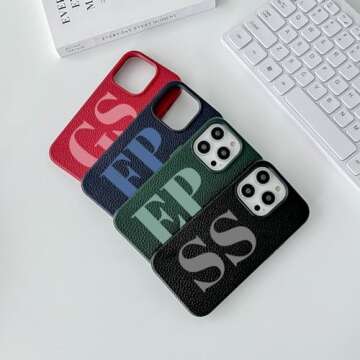 WOWTIFY Personalized Initials Luxury Vegan Leather Case Compatible with iPhone 16 15 14 13 12 11 Pro...