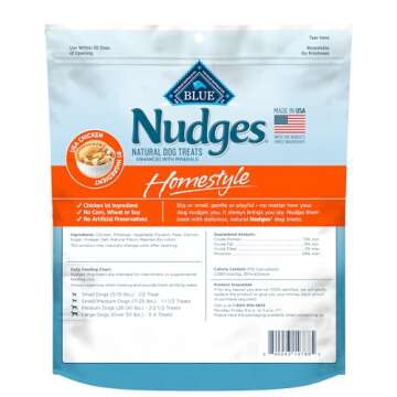 Delicious Blue Buffalo Nudges Homestyle Natural Dog Treats with Real Chicken, 10-oz Bag