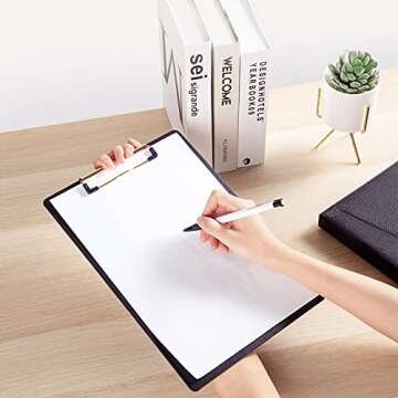 WINCANG Plastic Clipboard,4 Pack Metal Waterproof Clipboard,A4 Letter Size Storage Clipboards with Low Profile Clip,for Hospital,classrooms,Offices, Restaurants,Work Smooth Writing（Black）