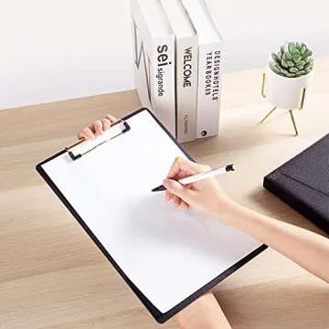 WINCANG Plastic Clipboard,4 Pack Metal Waterproof Clipboard,A4 Letter Size Storage Clipboards with Low Profile Clip,for Hospital,classrooms,Offices, Restaurants,Work Smooth Writing（Black）