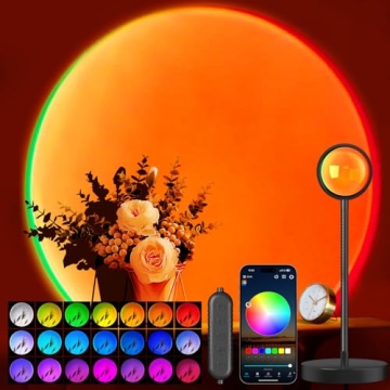 Neroupe Sunset Lamp Projector with APP & Button Control, 360 Degree Rotation Multiple Colors Changin...