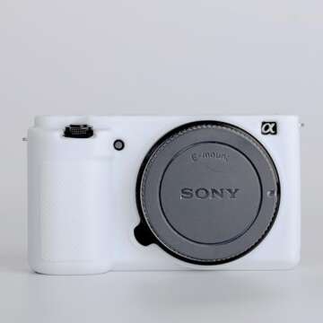 Pocoukate Camera Case for Sony ZV-E10 / ZV-E10L, Vlog Style Alpha ZV-E10 ZV-E10L Digital Camera Anti-Scratch Slim Fit Soft DSLR Camera Sleeve with Screen Protector (White)