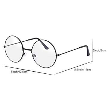 Bememo 2 Pairs of Wizard Glasses Round Wire Costume Glasses Accessories for Dressing Up (Gold and Black)