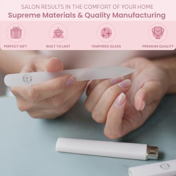 Malva Belle Best Crystal Glass Nail File for Women - Nail File & Travel Case - Nail File Set - Heavy Duty Nail File for Natural Nails, Gel - Professional Nail Shaper - Nail Essentials - Pink 2mm