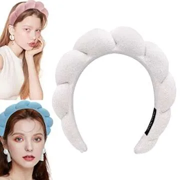 WFWJ Headband for Spa, Makeup Removal, Shower, and Skincare - Sponge Headband (White)