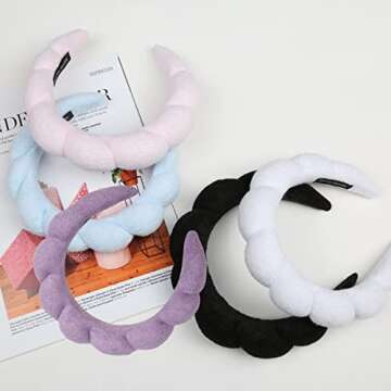 WFWJ Headband for Spa, Makeup Removal, Shower, and Skincare - Sponge Headband (White)