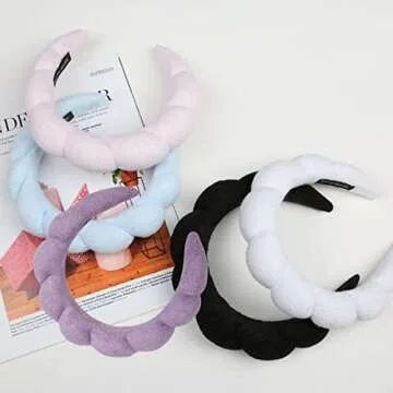 WFWJ Headband for Spa, Makeup Removal, Shower, and Skincare - Sponge Headband (White)