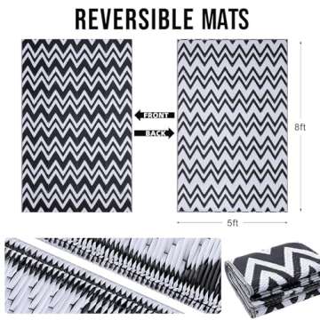 OLANLY Waterproof Outdoor Rug 5x8 ft Clearance, Reversible Plastic Straw Rug, RV Mat, Indoor Outdoor...